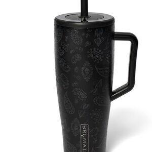 BrüMate Black Paisley Travel Mug with Handle. Glow in dark